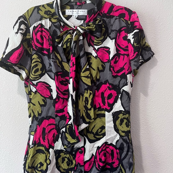 Trina Turk Women's Floral Top - Pink and Green - Picture 1 of 4